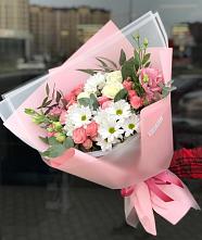 Букет цветов из:  Розы, Лизиантусы и Хризантемы в Мамоново Одинцовского района
